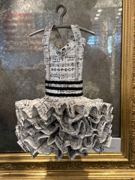 Dress with musical notes pattern